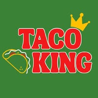 Logo for Taco King featuring a taco and a crown on a green background.