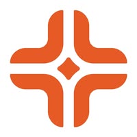 Orange cross logo with a diamond shape in the center.