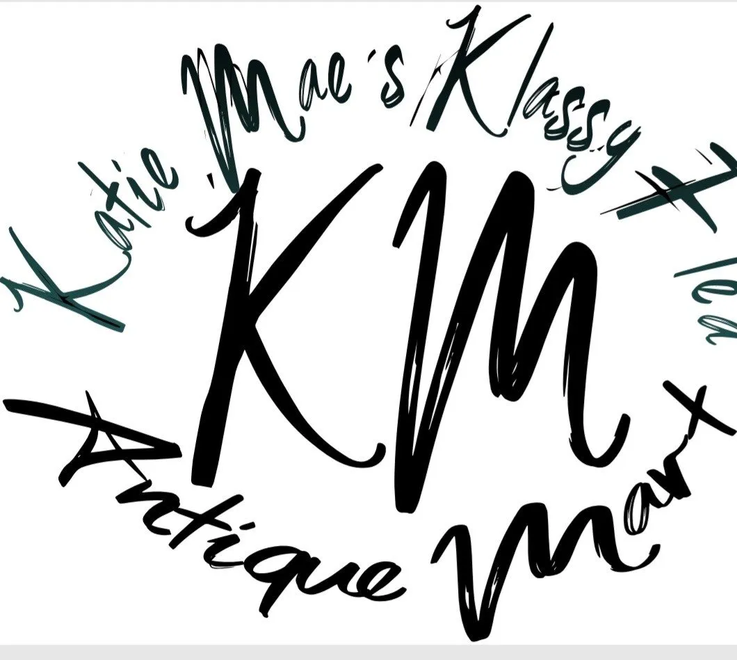 Logo featuring the text "Katie Mae's Klassy Flea Market" with initials "KM" and "Antique Mart.