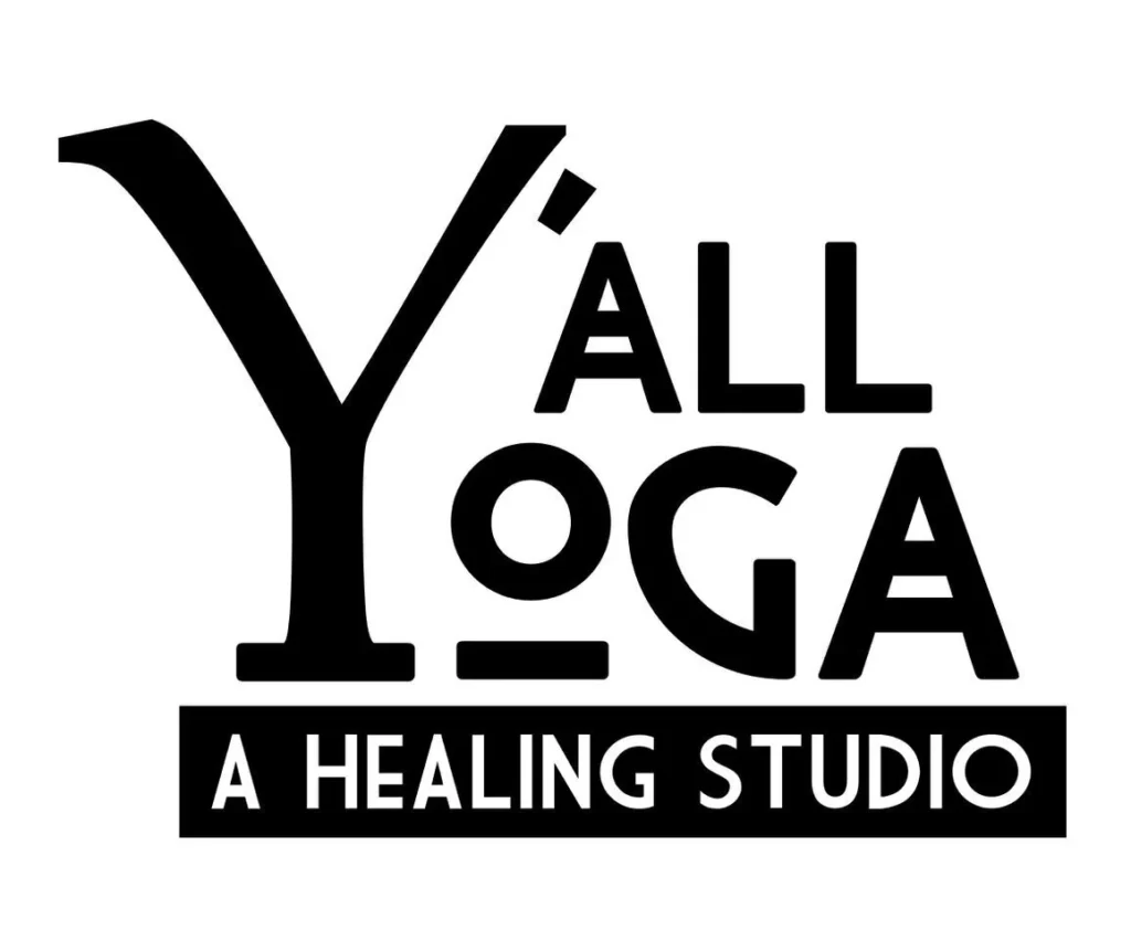 Logo for Y'all Yoga, a healing studio, featuring bold text design.