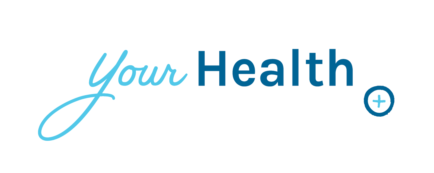 Text logo for "Your Health" in blue and teal colors, featuring a plus symbol.