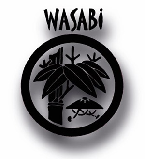 Black circular logo featuring bamboo, leaves, and a mushroom, with "WASABI" text above.