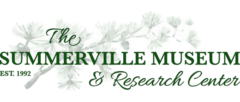 Logo for the Summerville Museum & Research Center, featuring green foliage and text. Established 1992.
