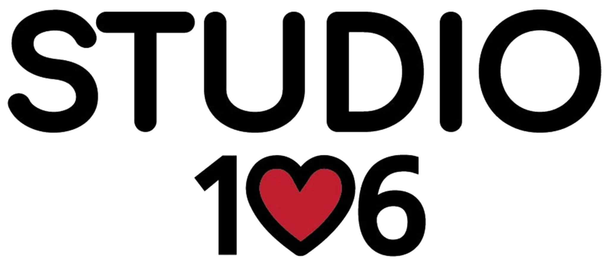 Logo features the text "STUDIO 106" with a red heart symbol integrated into the design.