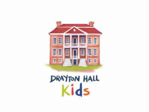 Illustration of a red-brick building with white steps, labeled "Drayton Hall Kids" below.