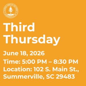 Event details for Third Thursday in Summerville on June 18, 2026, from 5:00 PM to 8:30 PM.