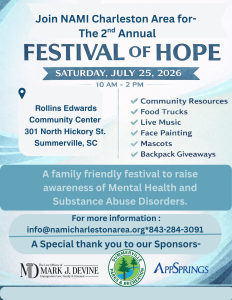 Text promoting the Festival of Hope, featuring community resources, food trucks, live music, and activities for families.