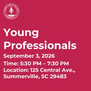 Event announcement for Young Professionals in Summerville, SC on September 3, 2026, from 5:30 PM to 7:30 PM.