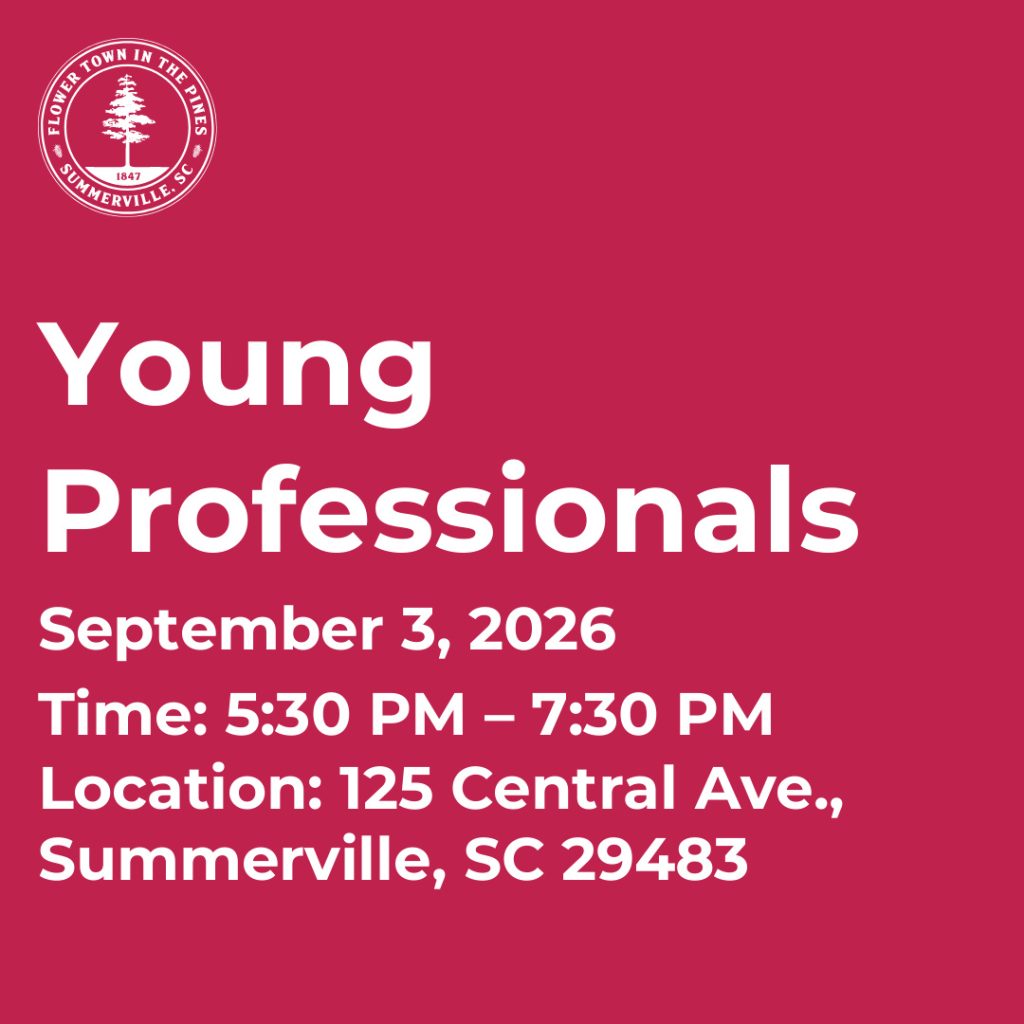 Event details for Young Professionals in Summerville on September 3, 2026, from 5:30 PM to 7:30 PM.