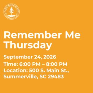 Event announcement for "Remember Me Thursday" on September 24, 2026, from 6:00 PM to 8:00 PM in Summerville, SC.
