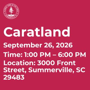 Event announcement for Caratland on September 26, 2026, from 1:00 PM to 6:00 PM at 3000 Front Street, Summerville, SC.