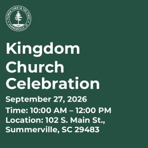 Event details for Kingdom Church Celebration on September 27, 2026, from 10 AM to 12 PM in Summerville, SC.