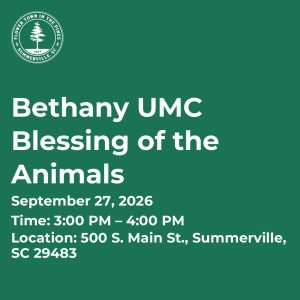Event details for the Bethany UMC Blessing of the Animals on September 27, 2026, from 3:00 PM to 4:00 PM.
