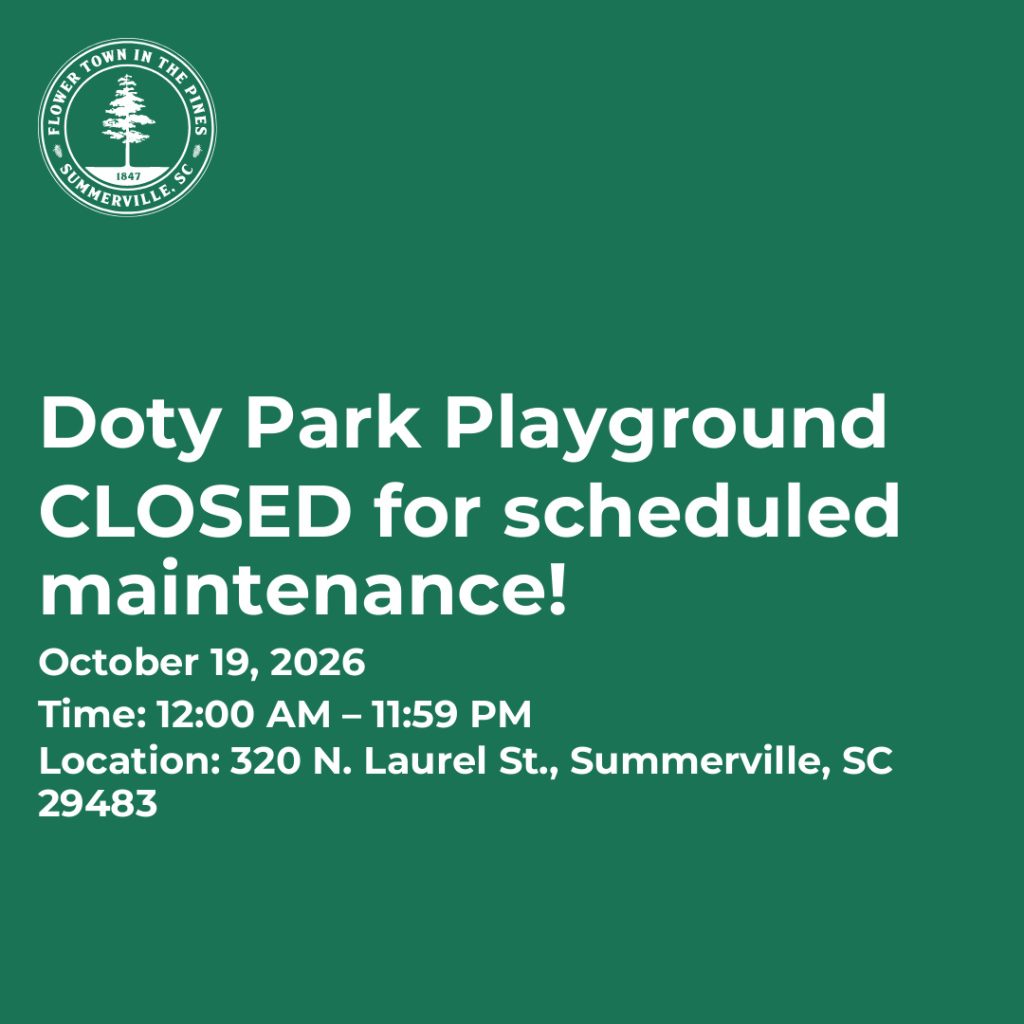 Doty Park Playground CLOSED for scheduled maintenance!